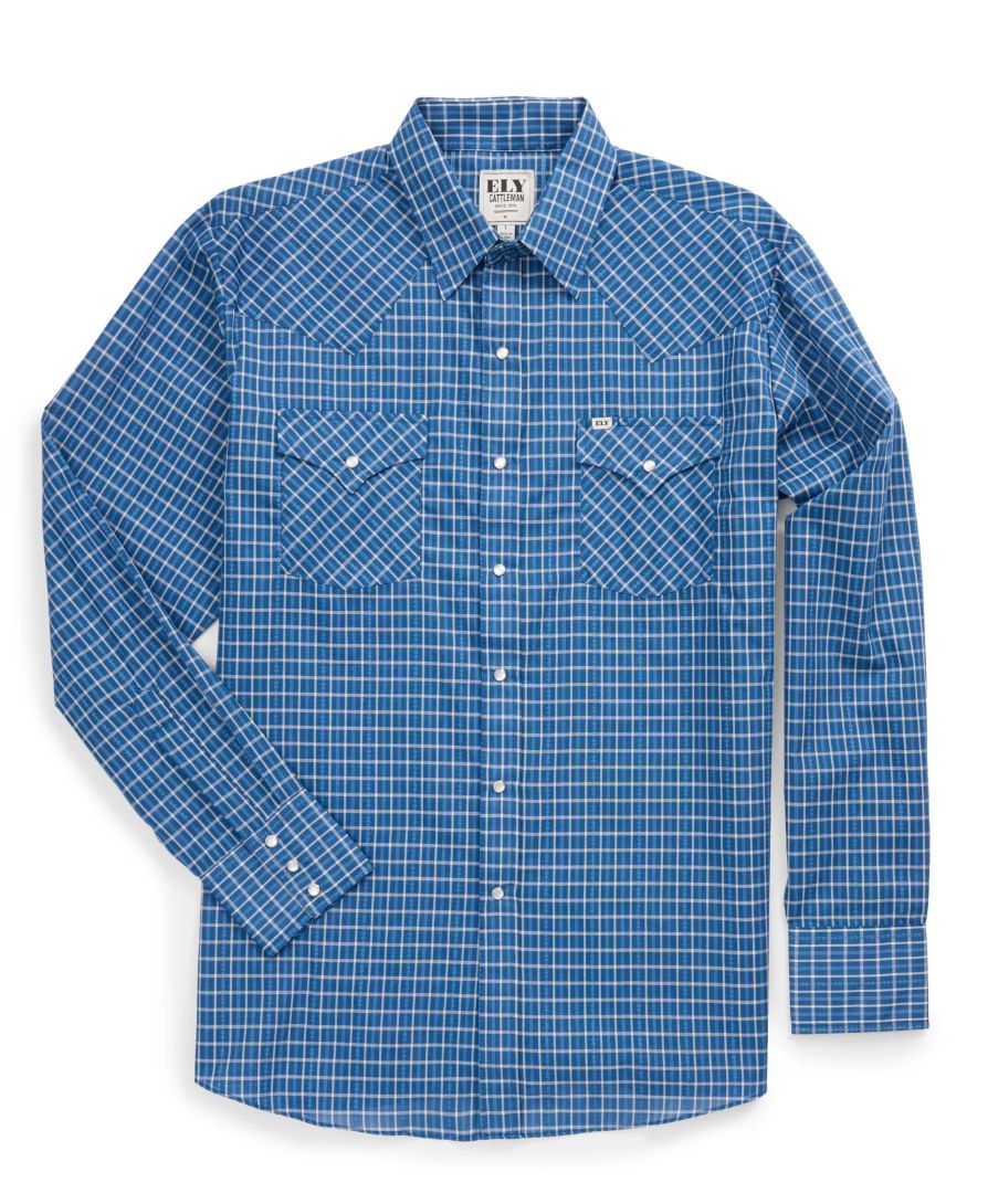 Men's Ely Cattleman Long Sleeve Barbed Wire Dobby Plaid