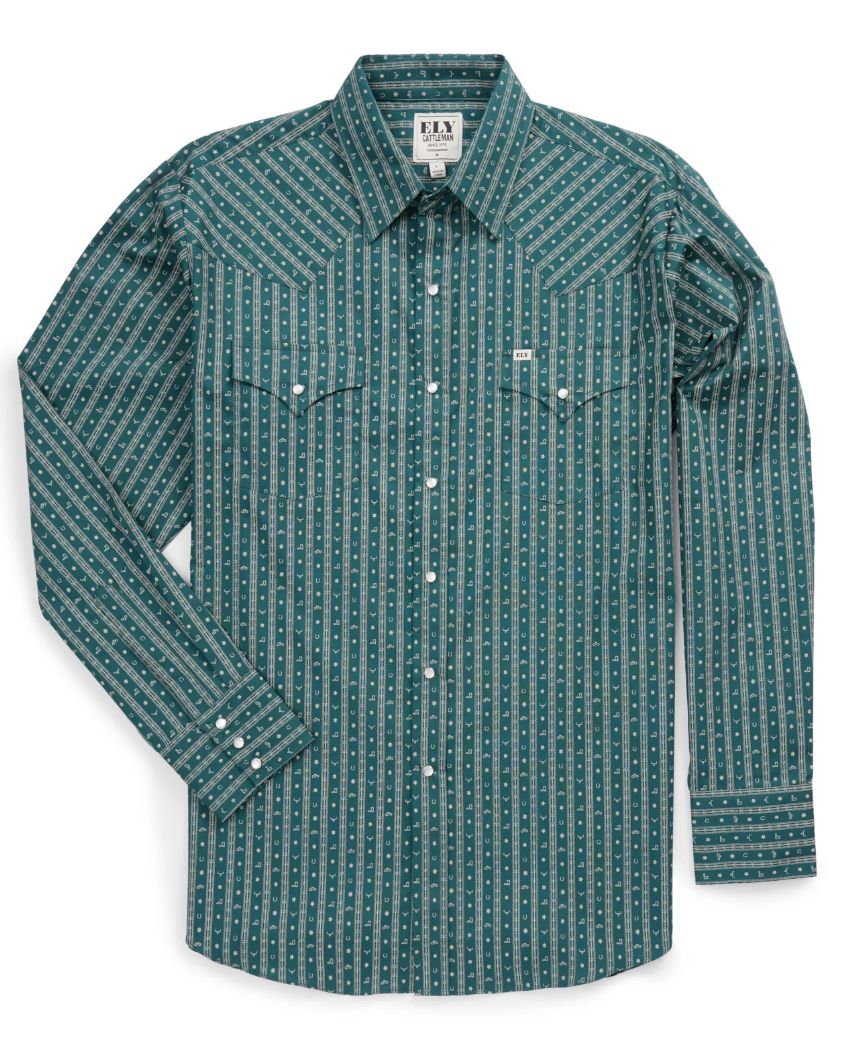 Men's Ely Cattleman Long Sleeve Barbed Wire Print