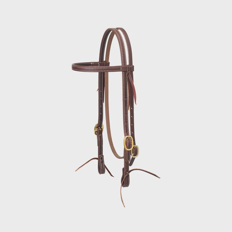 Doubled and Stitched Browband Headstall, Tie Ends
