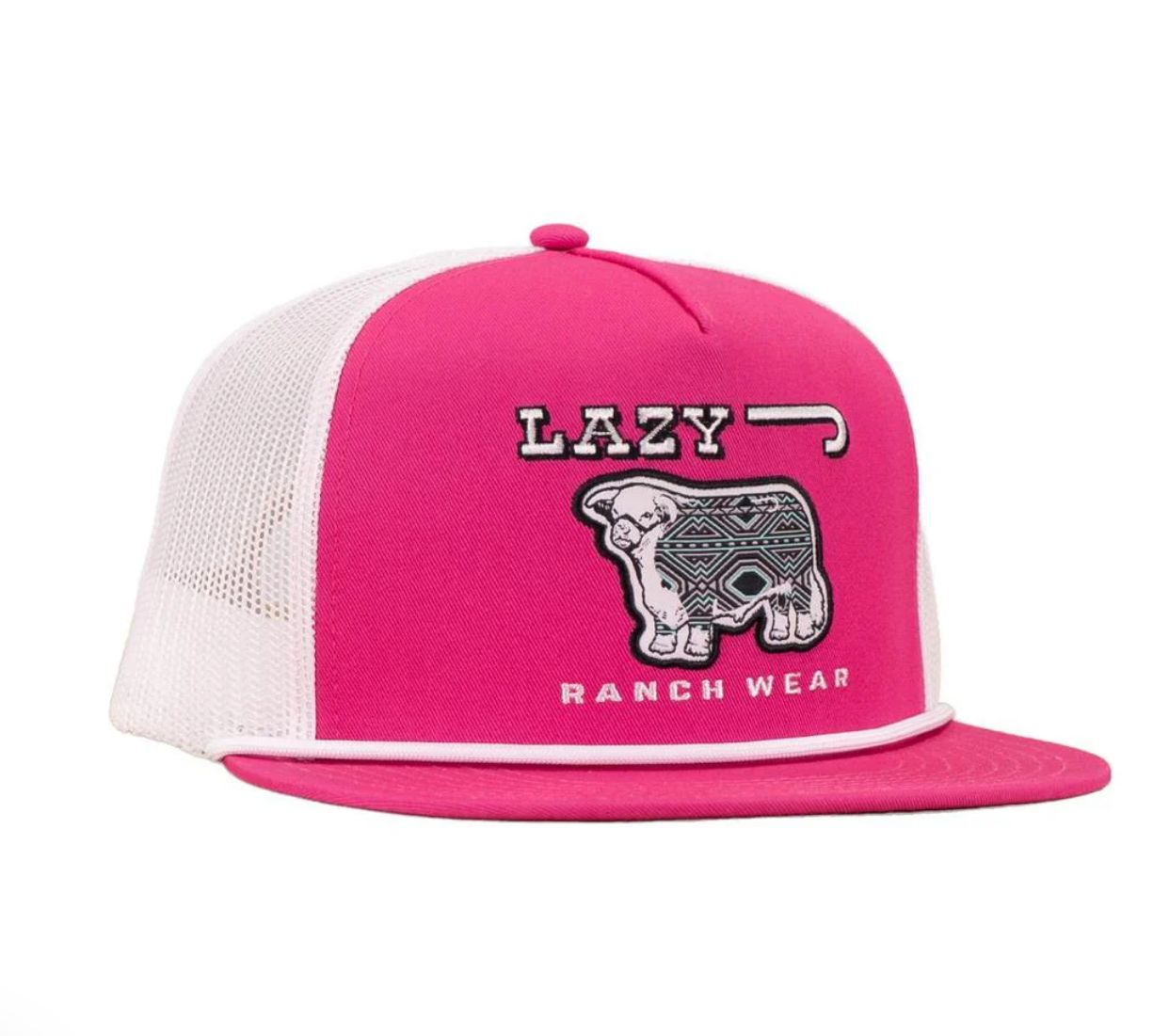 Lazy J Ranch Afterglow Classic Rope Trucker Hat, Color: Pink/White