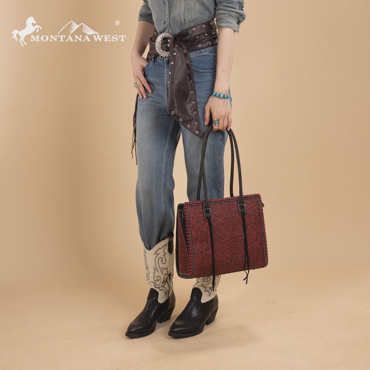 Montana West Tooled Concealed Carry Tote
