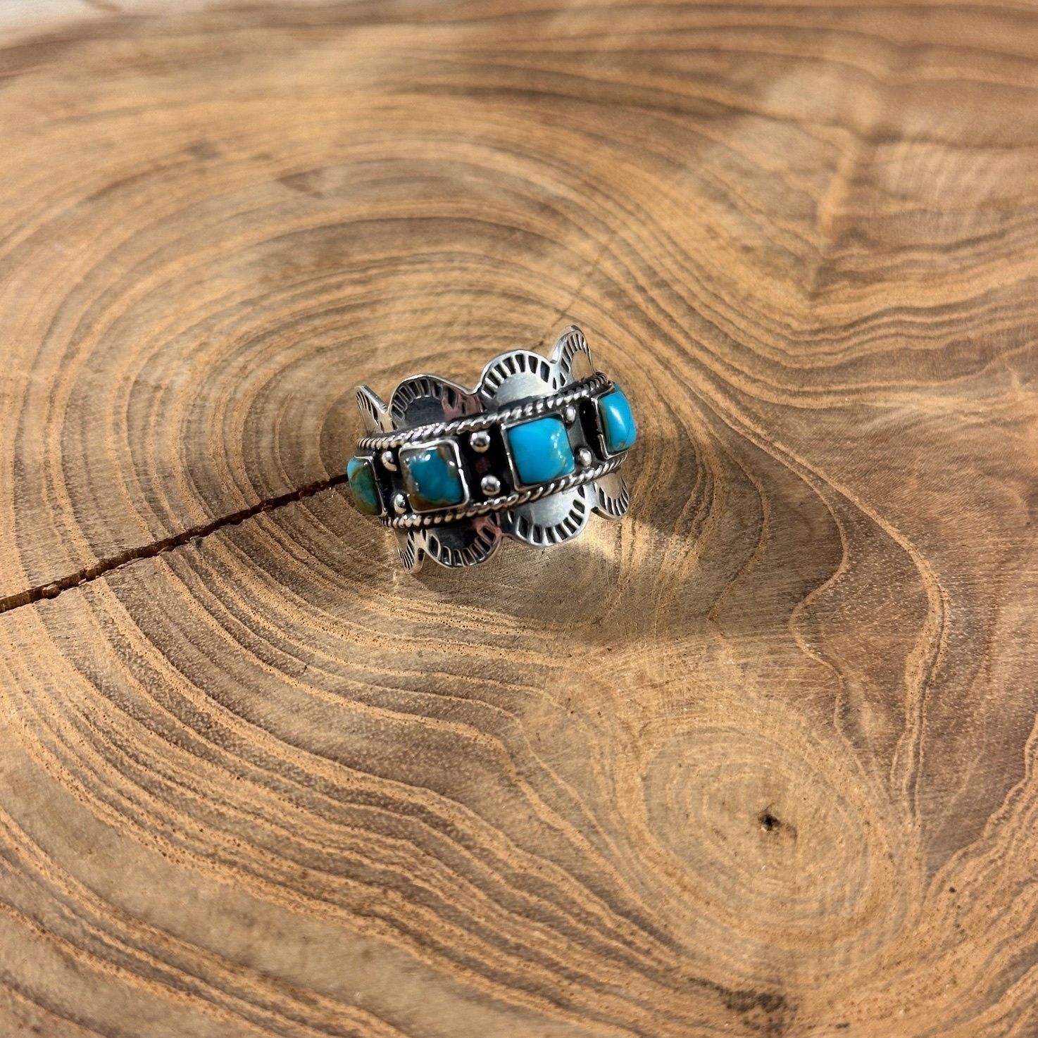 The Scalloped Square Stamped Ring