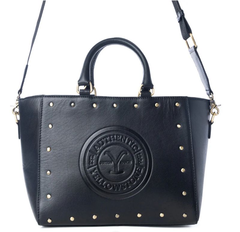 Yellowstone Valley Soul Studded &amp; Embossed Tote Leather Bag in Ash