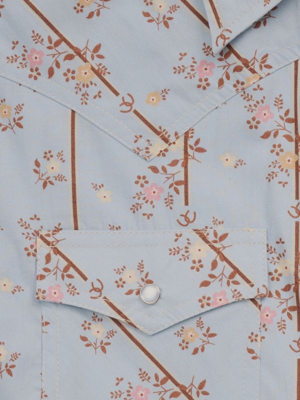 Women's Ely Walker Stone Blue Horseshoe Floral Print Sleeveless Shirt