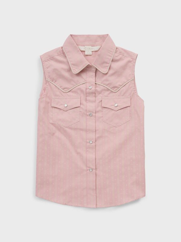 Girl's Ely Walker Dusty Pink Western Motif Print Sleeveless Shirt