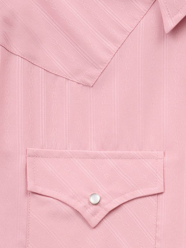 Men's Ely Cattleman Short Sleeve Tonal Dobby Dusty Pink Western Snap Shirt