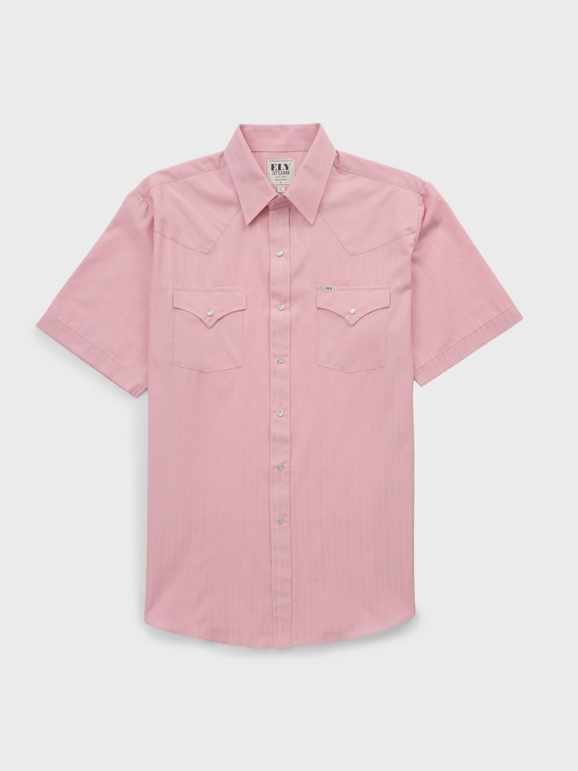 Men's Ely Cattleman Short Sleeve Tonal Dobby Dusty Pink Western Snap Shirt