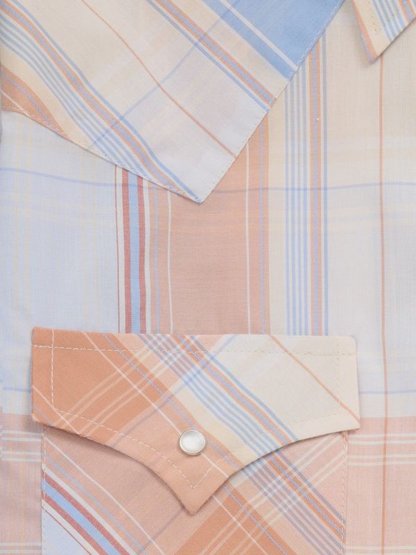 Men's Ely Cattleman Short Sleeve Light Blue Plaid Western Snap Shirt