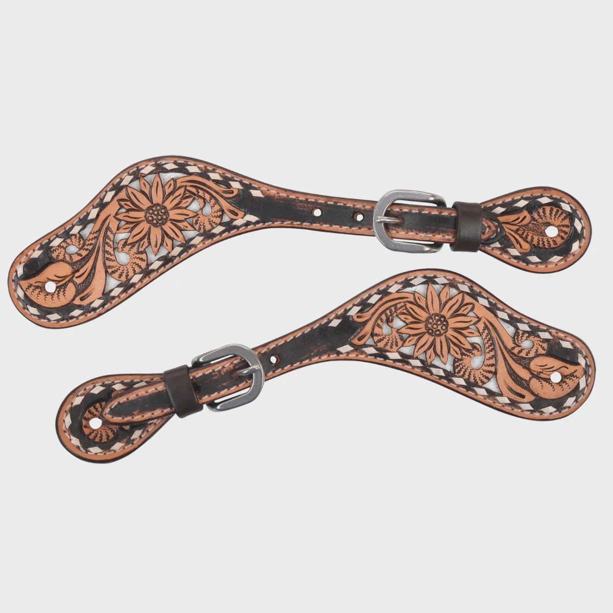 White Daisy Filigree Spur Straps, Ladies/Youth