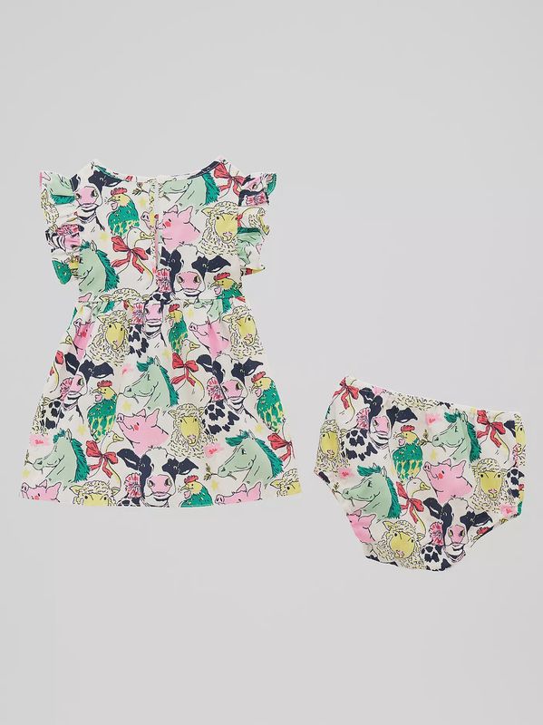 Little Girl's Ruffle Sleeve Print Dress