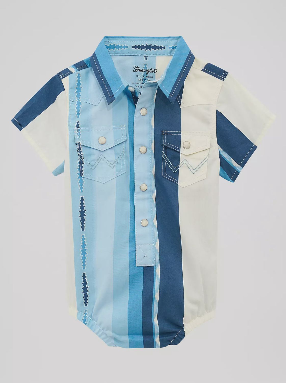Wrangler Baby Boy Blue Clouds Bushpopper Short Sleeve Bodysuit