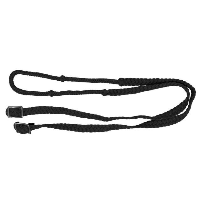 Braided Nylon Barrel Reins with Easy Grip Knots, 7', Color: Black