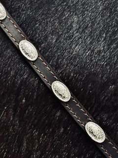 DK Brown Leather hat Band w/ Conchos