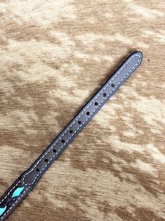 Leather Hat Band W/ Turquoise Whip Stitch