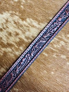 Thick Floral Tooled Leather Hat Band