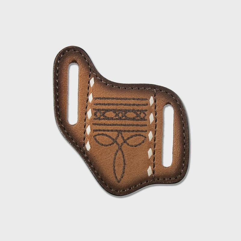 Men's 3D Brown Pancake Style Knife Sheath with Boot Stitching