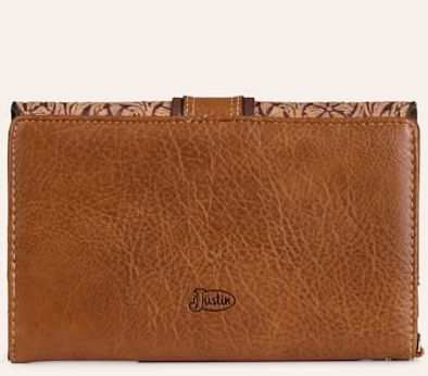 Justin Brown Floral Tooled Concho Wristlet Wallet