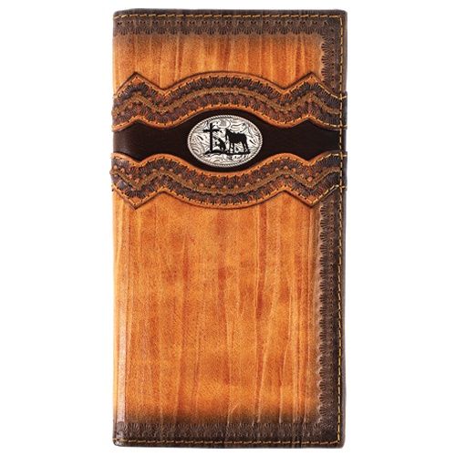 JUSTIN MENS GENUINE LEATHER RODEO WALLET TEXTURED W/PRAYING COWBOY