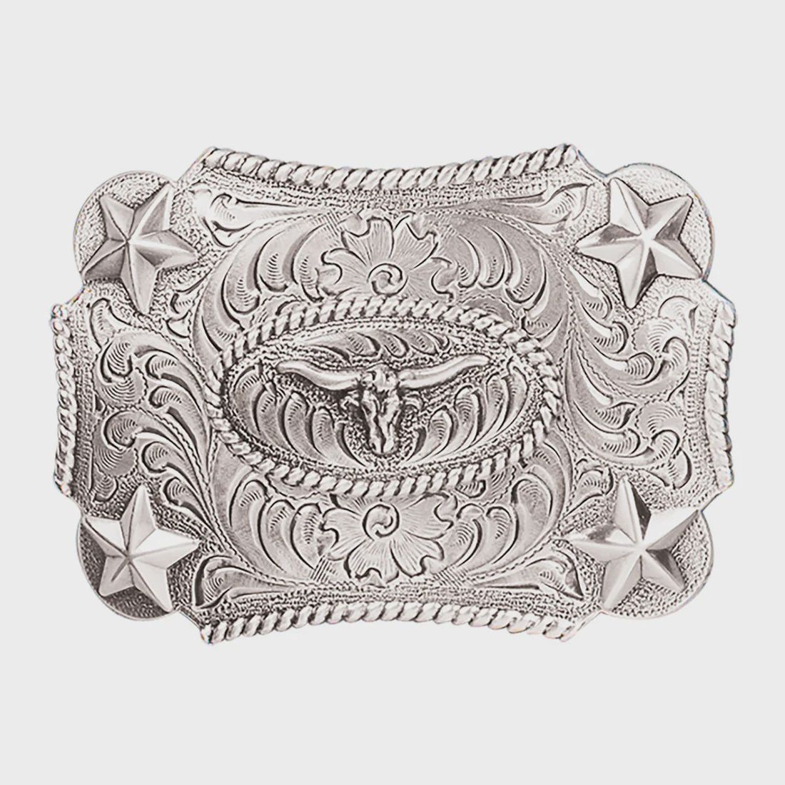 Nocona Western Children's Youth Longhorn Silver Belt Buckle