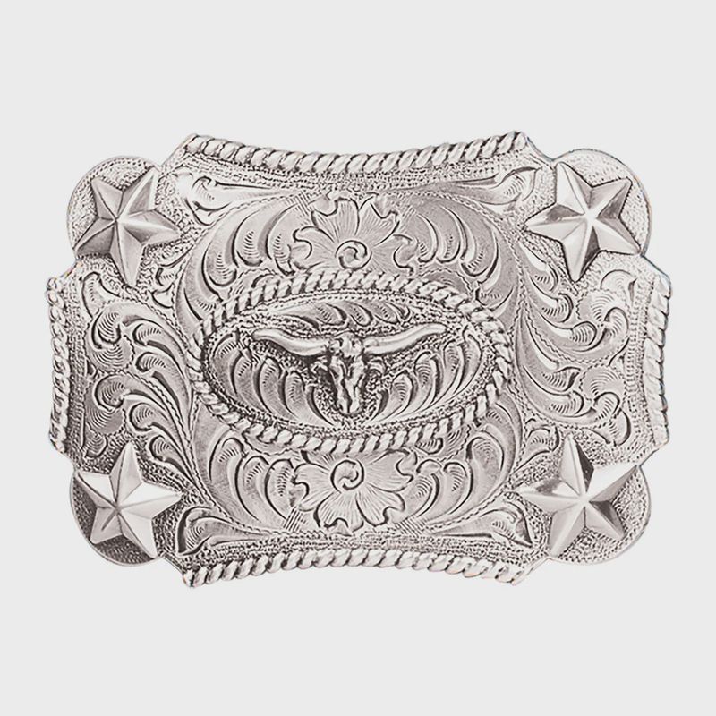 Nocona Western Children's Youth Longhorn Silver Belt Buckle