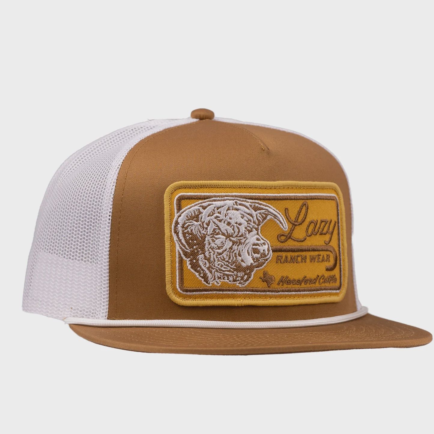 Lazy J Ranch Coyote Brown &amp; White Dust Storm Classic Rope Trucker Hat