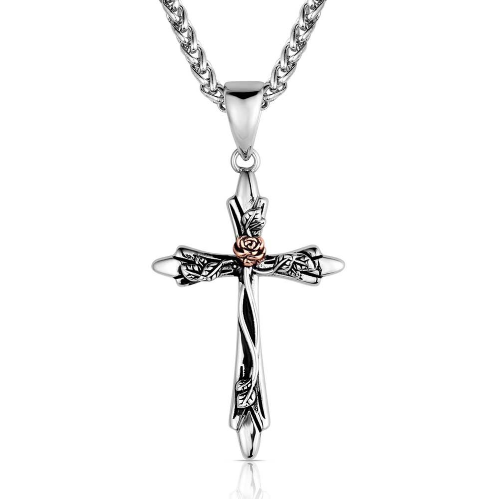 Thorns and Roses Cross Necklace