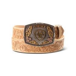 Ariat Ladies Belt 1 1/2 Floral Embossed Natural