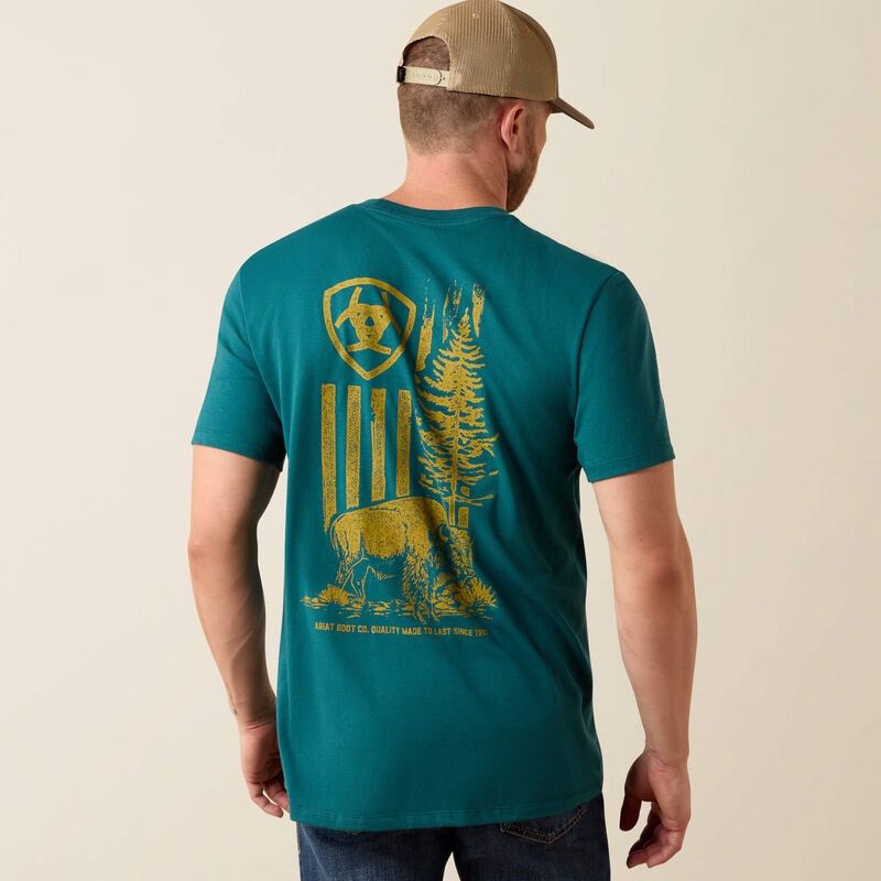 Ariat Bison Wander Flag Classic Fit T-Shirt