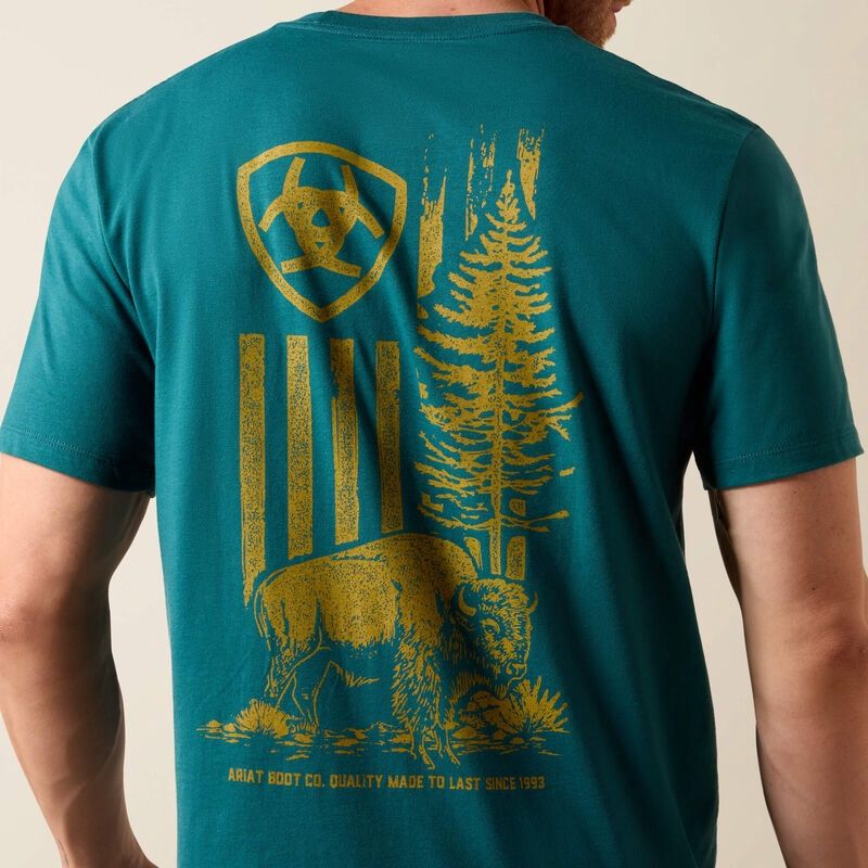 Ariat Bison Wander Flag Classic Fit T-Shirt