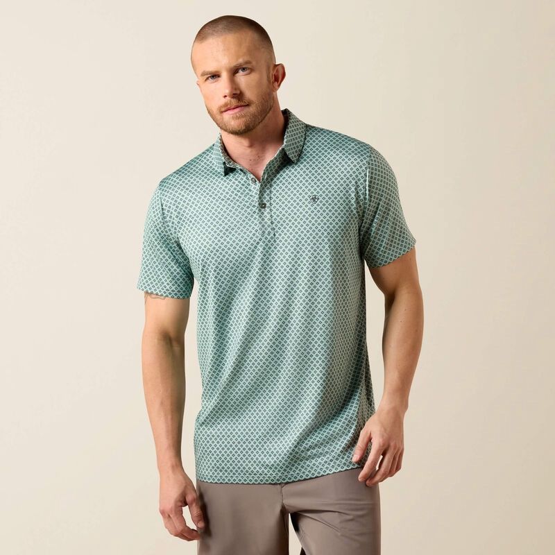 All Over Print Heathered Fitted Polo