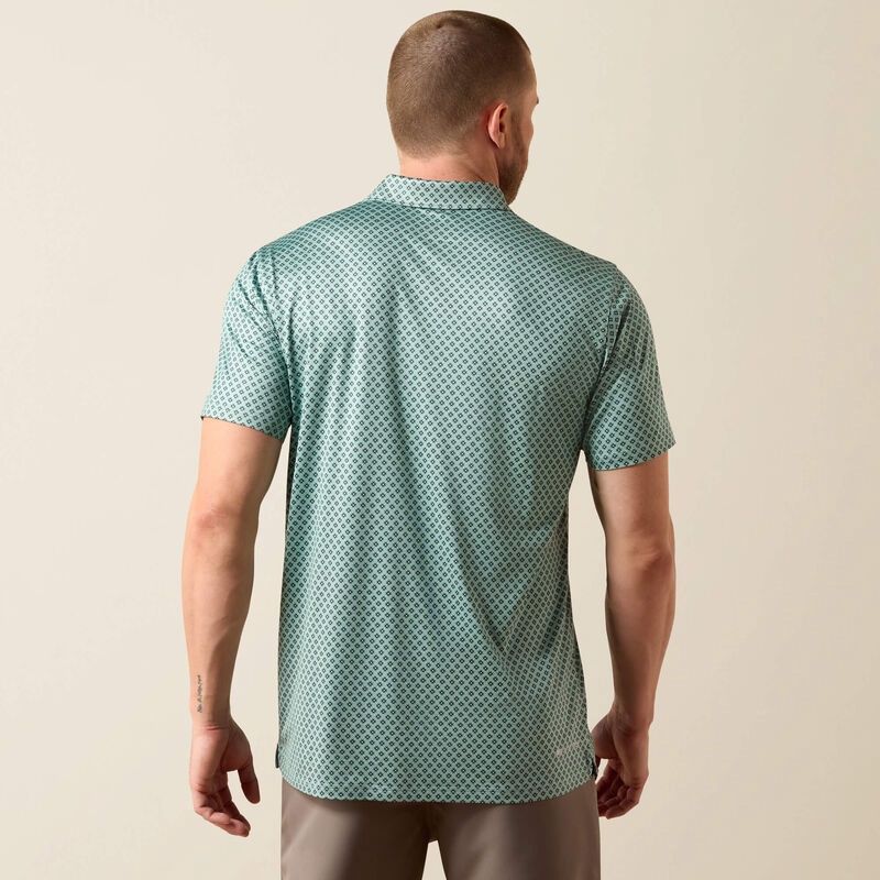All Over Print Heathered Fitted Polo