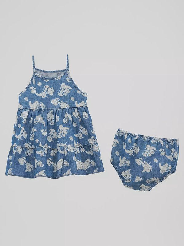 Little Girl's Printed Denim Tiered Dress