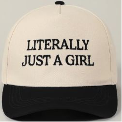 Literally Just A Girl Embroidery Two Tone Trucker Hat, Color: Black