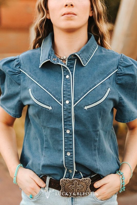The Destiny Arrow Pearl Snap Top