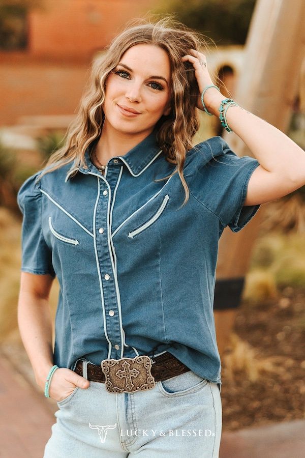 The Destiny Arrow Pearl Snap Top