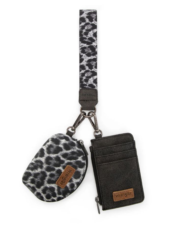 Wrangler Leopard Print Dual Pouch Wristlet*