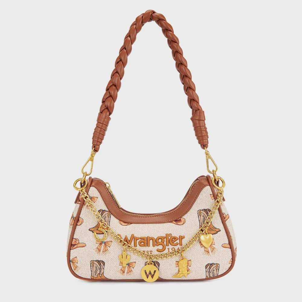 Wrangler Western Cowgirl Print Shoulder Bag, Color: Tan
