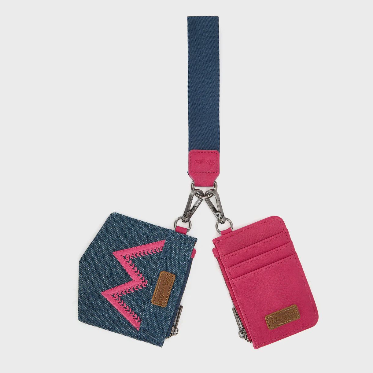 Wrangler logo "W" Embroidered Dual Pouch Wristlet