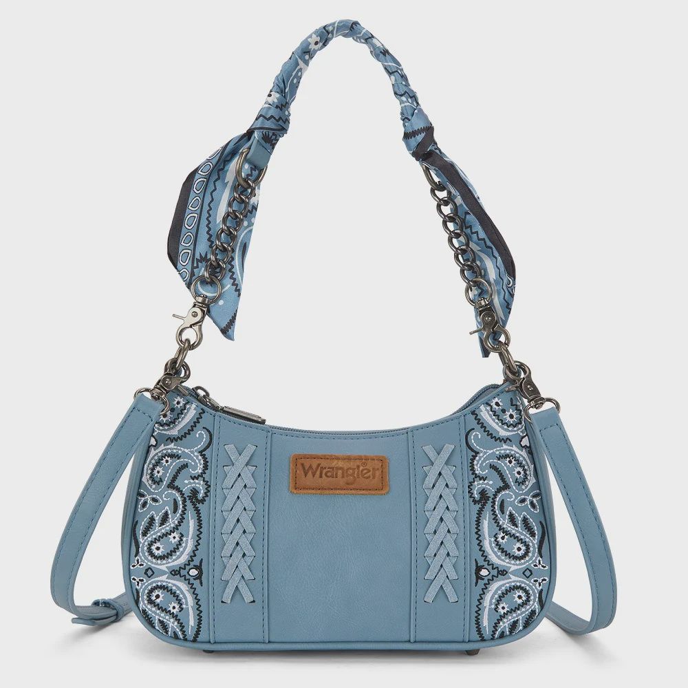 Wrangler Braided Paisley Bandana Shoulder Bag, Color: Jean