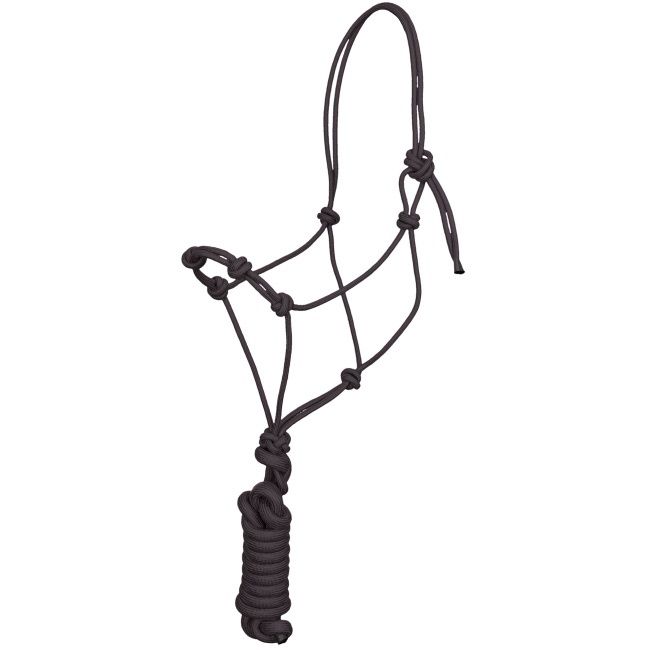 Four Knot Training Cowboy Knot Halter with 10' Removeable Lead, Color: Black