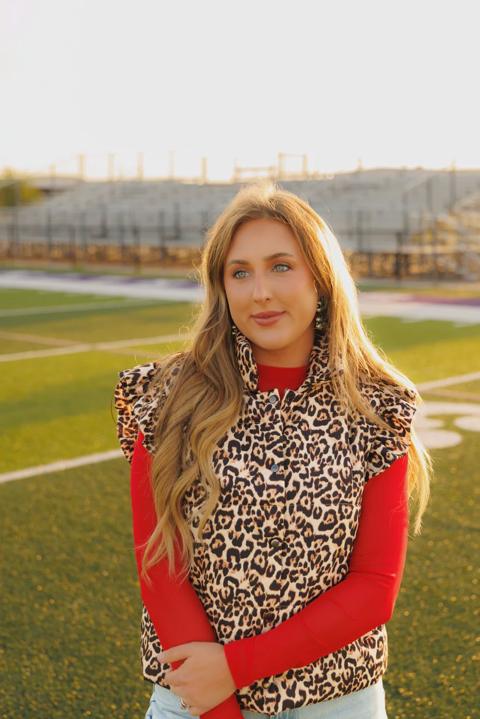 Leopard Ruffle Sleeve Vest
