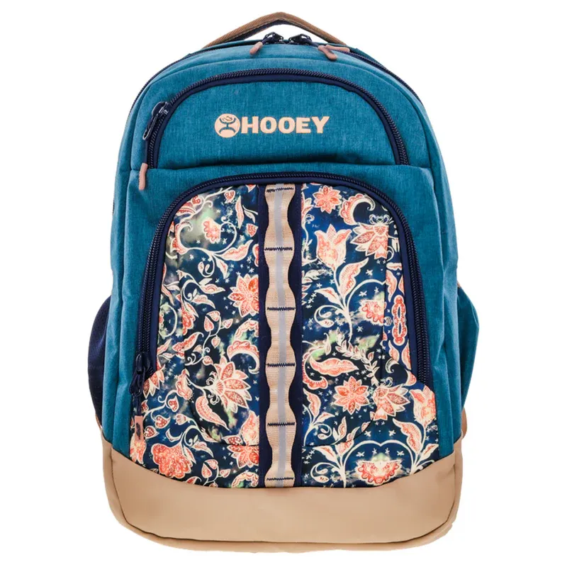 "Ox" Hooey Backpack Teal &amp; Tan w/ Floral Print