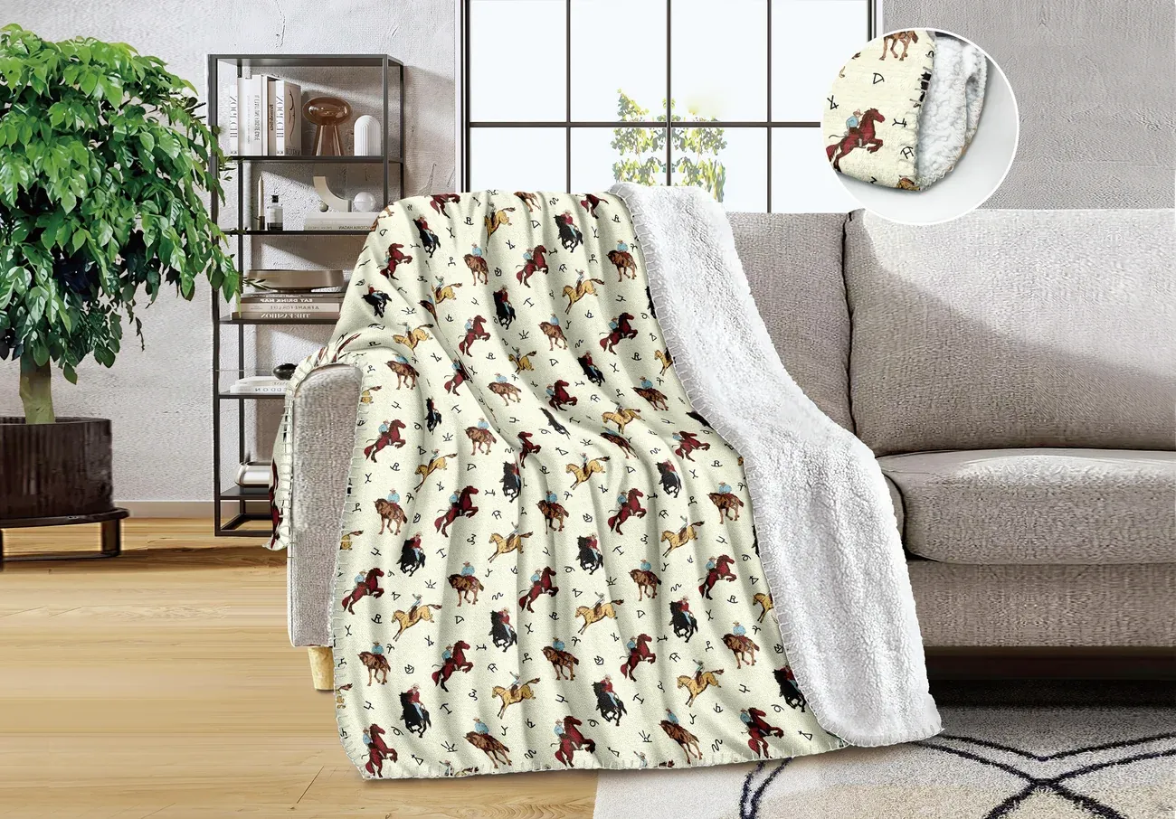 Super Soft Flannel Fleece Blanket, Size: Twin, Style: Horse Queen