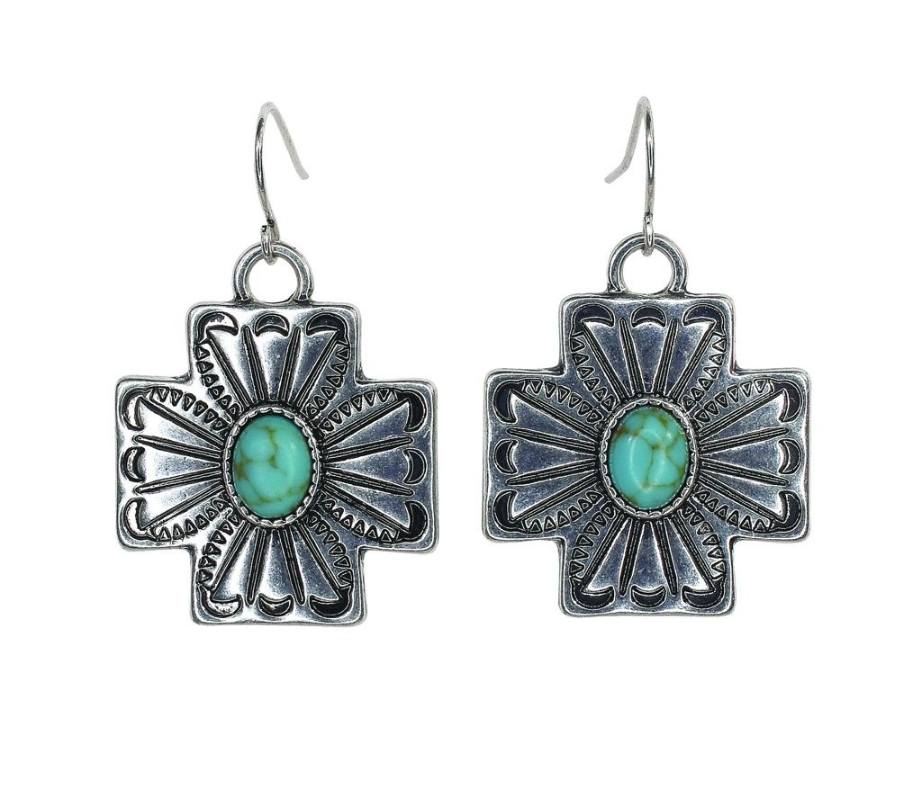 Cross Concho Dangle Earrings