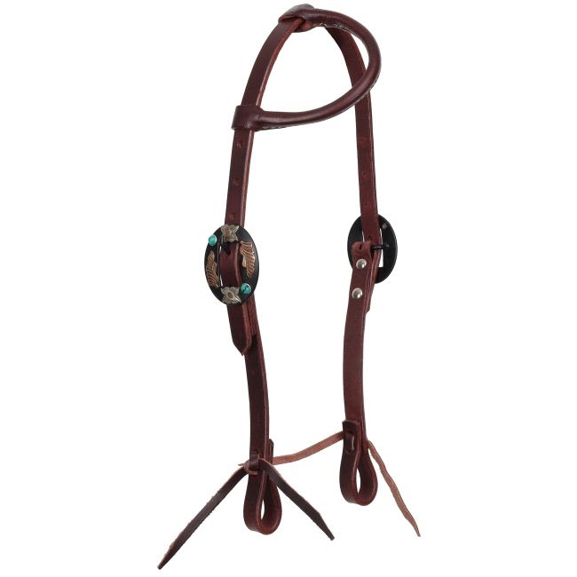 Showman Western Grace Argentina Cow Leather One Ear Headstall - Large Pony