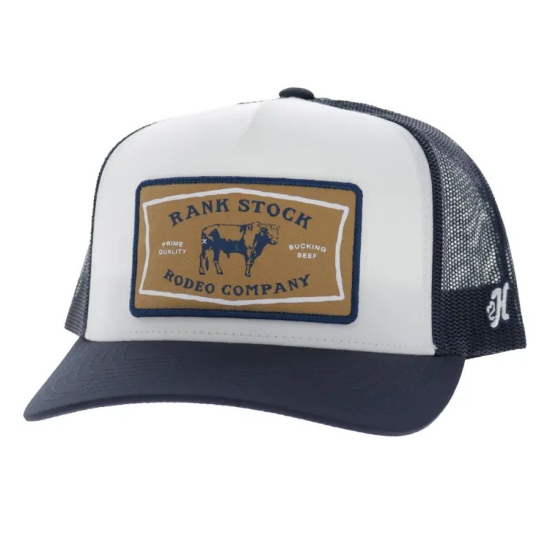 Rank Stock 5-Panel Trucker Snapback Hat White/Navy