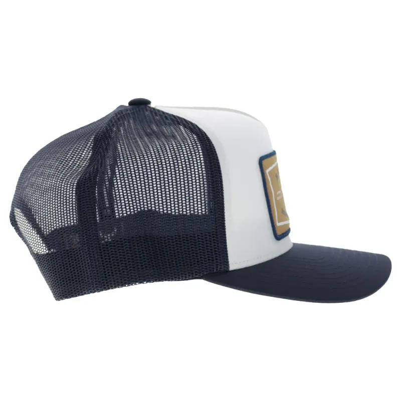Rank Stock 5-Panel Trucker Snapback Hat White/Navy