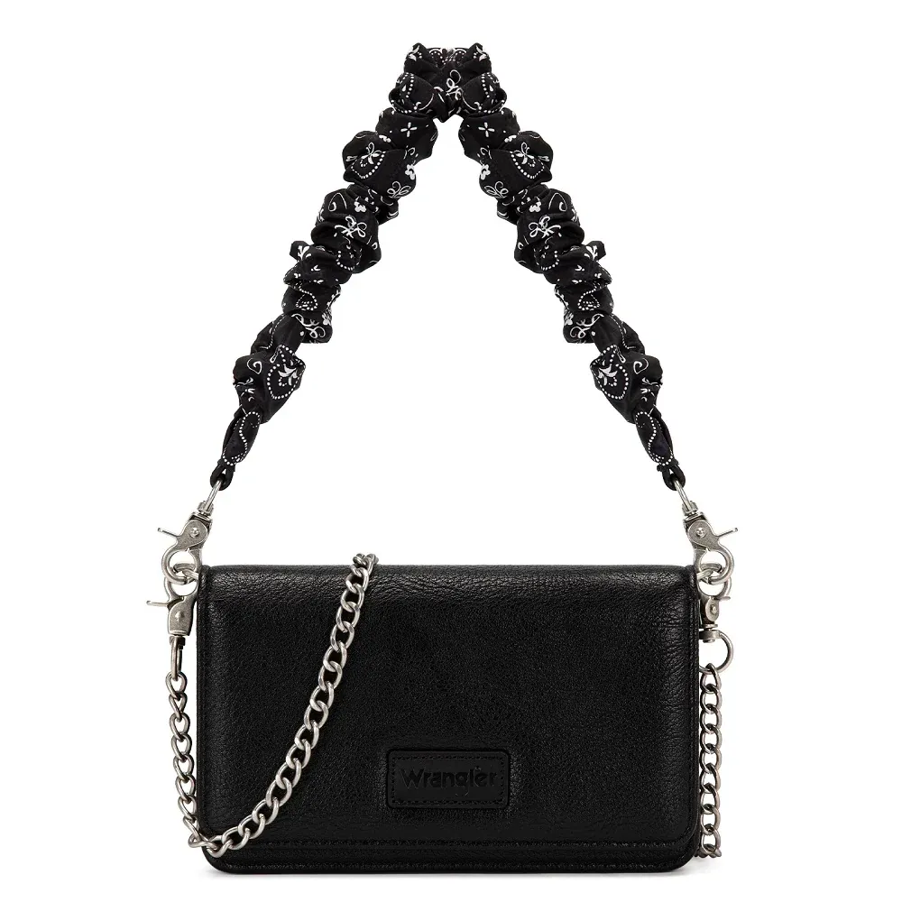 Wrangler Dual Strap Bandana Ruched Flap Crossbody Wallet Bag