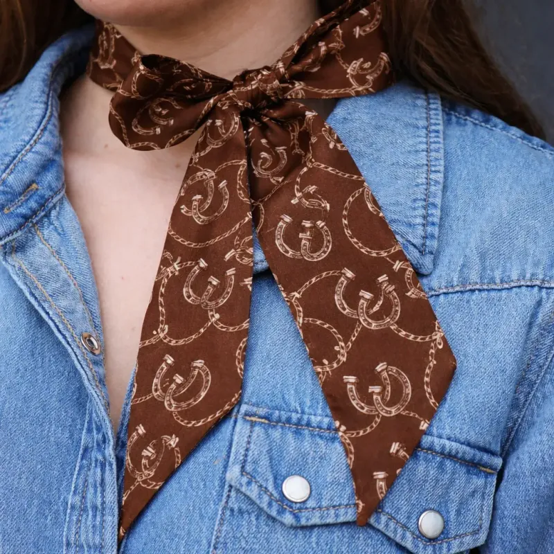 Brown Horseshoe &amp; Rope Silk Twilly