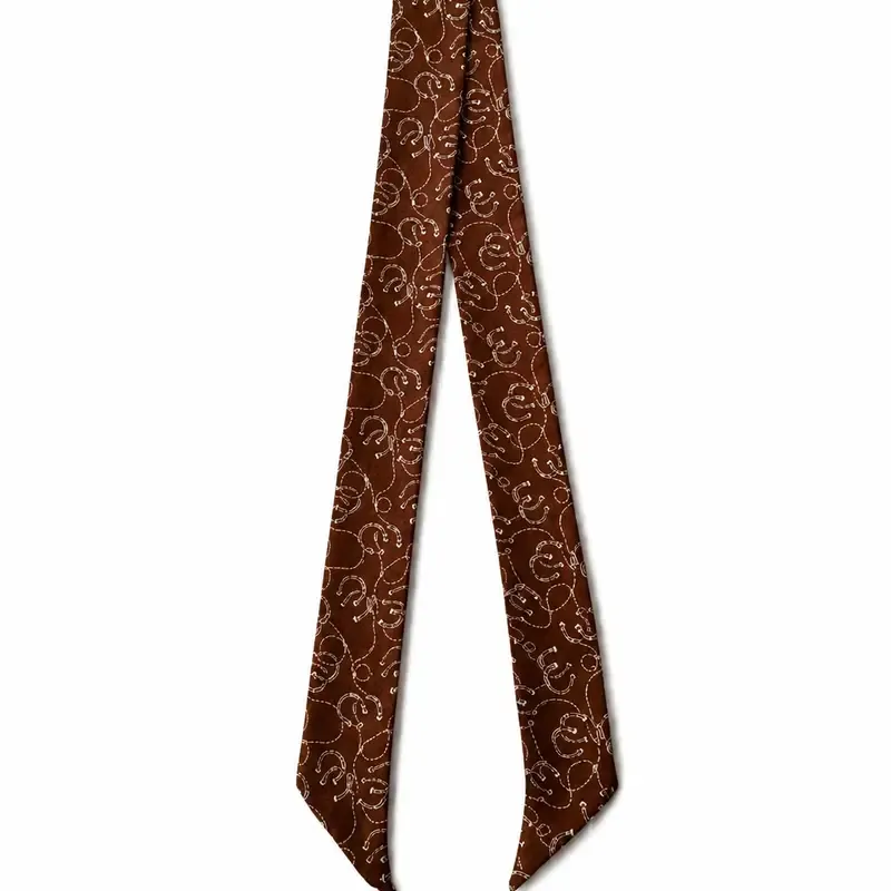 Brown Horseshoe &amp; Rope Silk Twilly